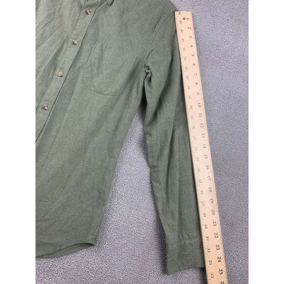 J Crew Button Down Shirt Men S Green Slim Brushed Twill Brown Button Long Sleeve - Picture 8 of 9